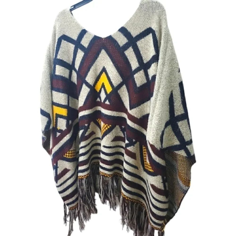 Yaira Poncho Tribal  Design Sweater